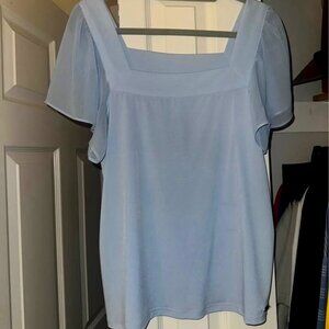 Baby Blue Square Neck Top